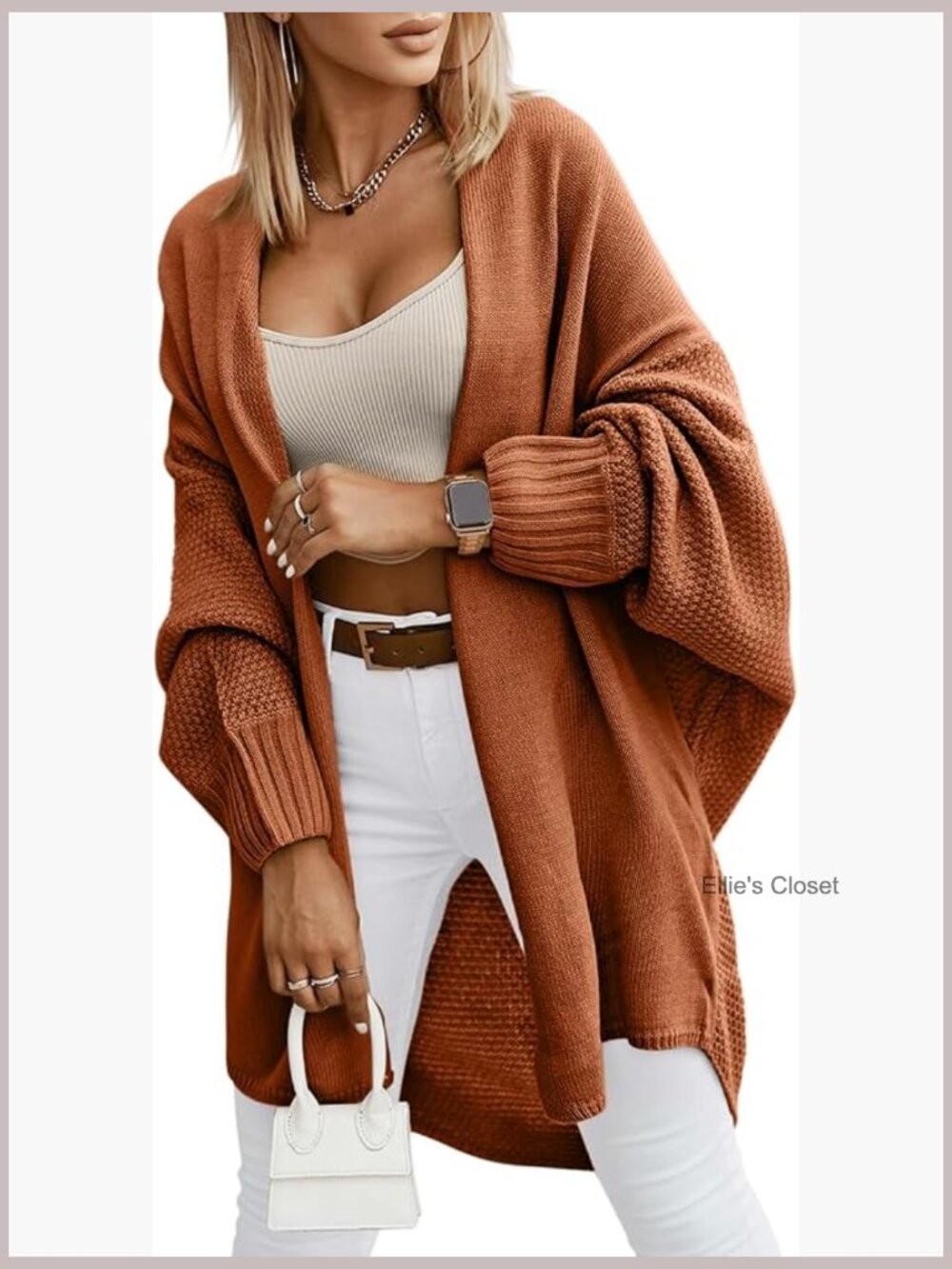 Oversized Open Front Batwing Sleeve Long Cardigan Sweater